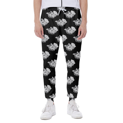 Monochrome Rose Pattern Print Scuba Joggers