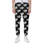 Monochrome Rose Pattern Print Scuba Joggers