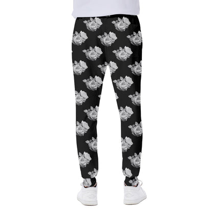 Monochrome Rose Pattern Print Scuba Joggers