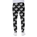Monochrome Rose Pattern Print Scuba Joggers