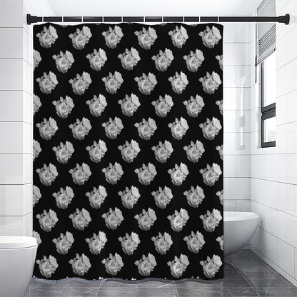 Monochrome Rose Pattern Print Shower Curtain