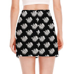 Monochrome Rose Pattern Print Side Slit Mini Skirt