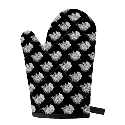 Monochrome Rose Pattern Print Single Oven Mitt