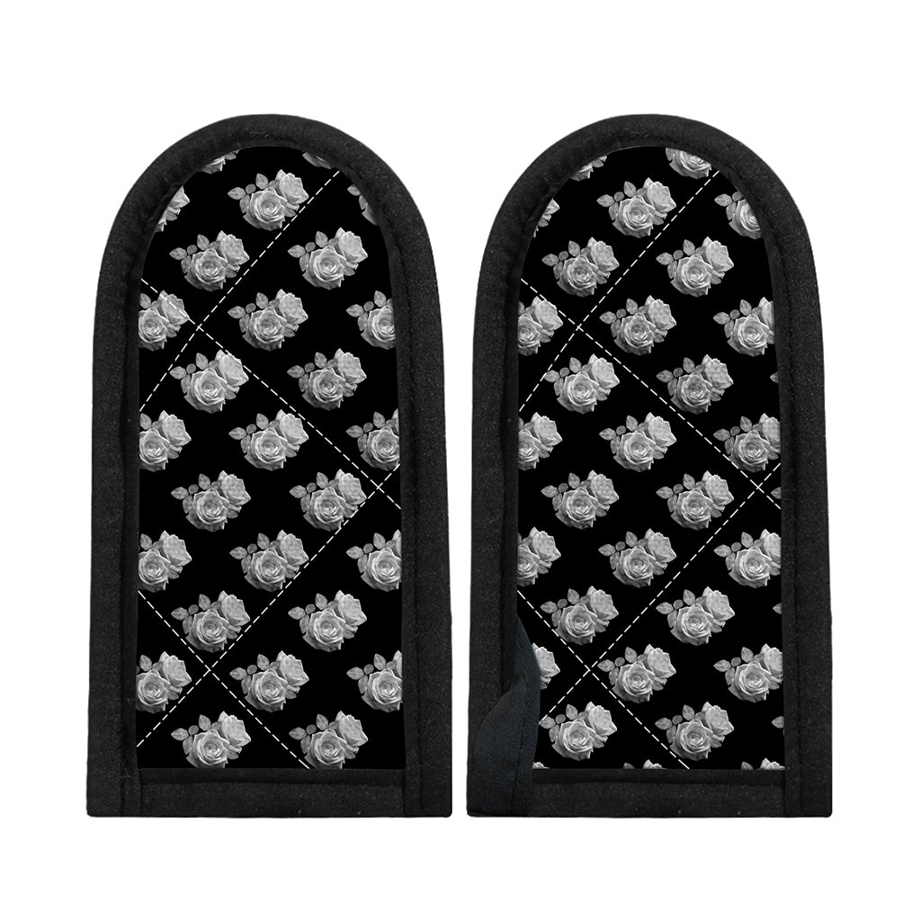Monochrome Rose Pattern Print Skillet Handle Cover