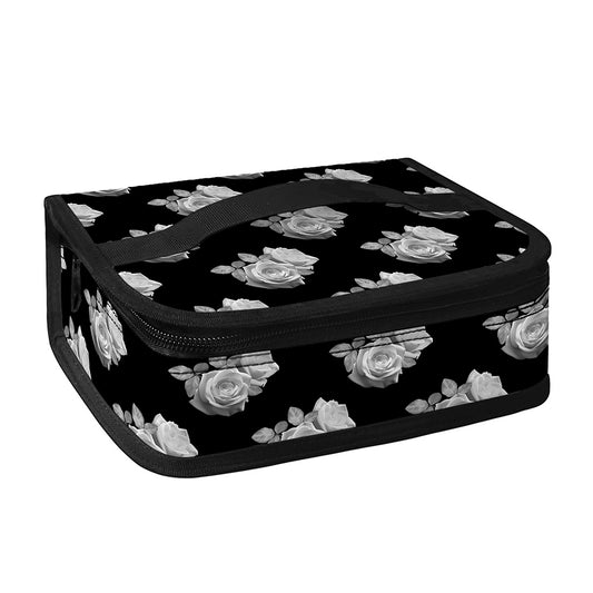 Monochrome Rose Pattern Print Small Lunch Bag