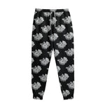 Monochrome Rose Pattern Print Sweatpants