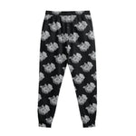 Monochrome Rose Pattern Print Sweatpants