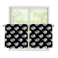 Monochrome Rose Pattern Print Tier Curtains
