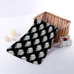 Monochrome Rose Pattern Print Towel