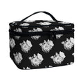 Monochrome Rose Pattern Print Travel Makeup Bag