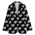 Monochrome Rose Pattern Print Women's Cotton Blazer