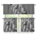 Monochrome Shar Pei Print 3 Piece Kitchen Curtains