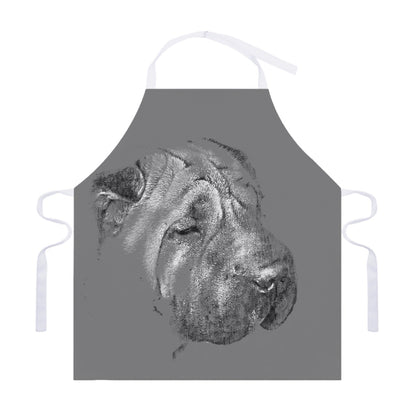 Monochrome Shar Pei Print Adjustable Apron