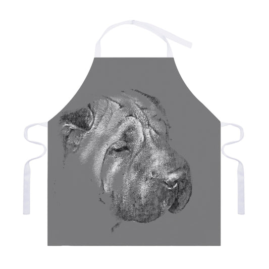 Monochrome Shar Pei Print Adjustable Apron