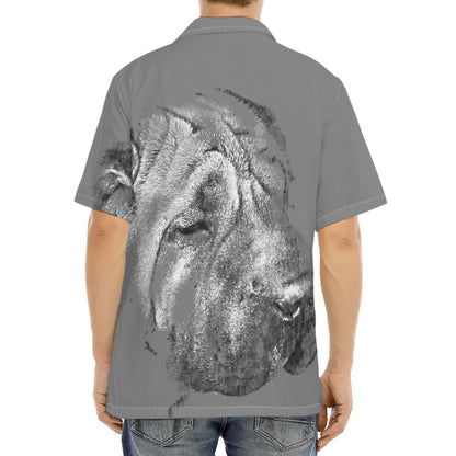 Monochrome Shar Pei Print Aloha Shirt