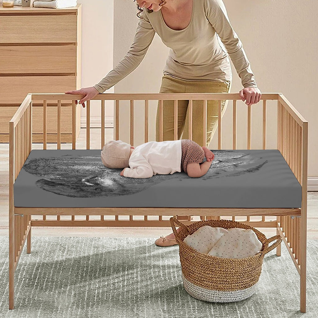 Monochrome Shar Pei Print Baby Crib Sheet