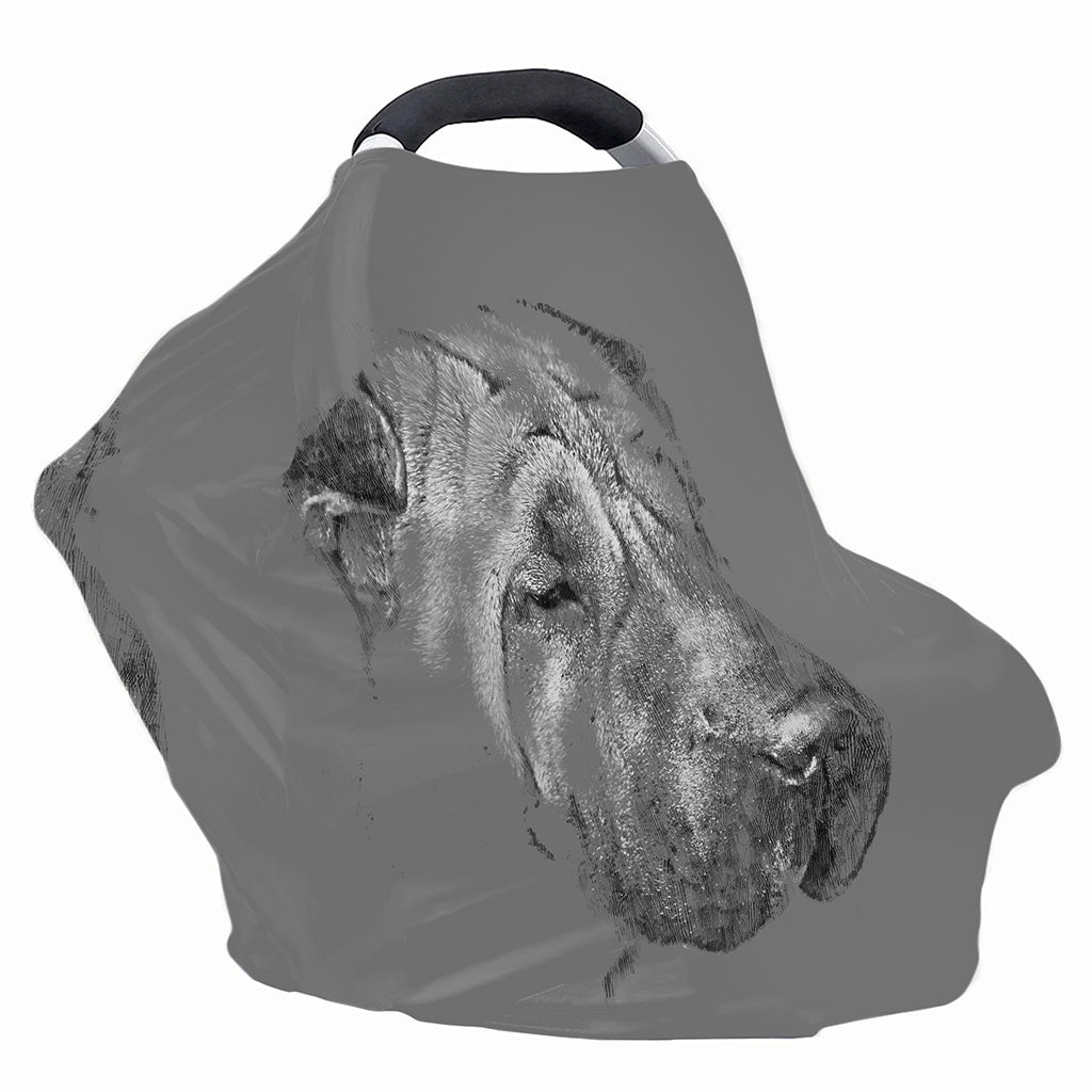 Monochrome Shar Pei Print Baby Seat Cover