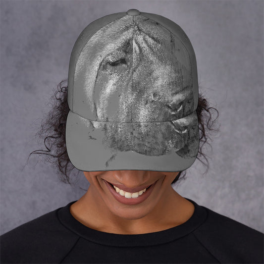 Monochrome Shar Pei Print Baseball Cap