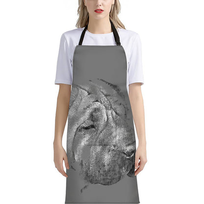 Monochrome Shar Pei Print Bib Apron With Pocket
