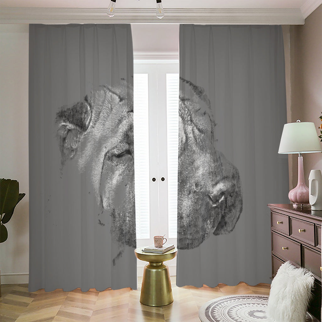 Monochrome Shar Pei Print Blackout Pencil Pleat Curtains