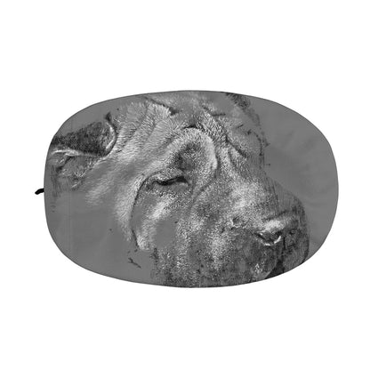 Monochrome Shar Pei Print Car Side Mirror Covers