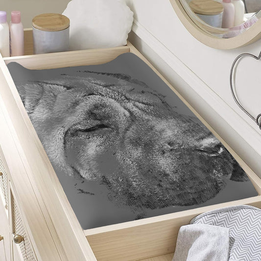 Monochrome Shar Pei Print Changing Pad Cover