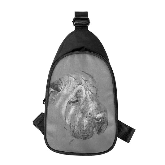 Monochrome Shar Pei Print Chest Bag
