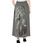 Monochrome Shar Pei Print Chiffon Maxi Skirt