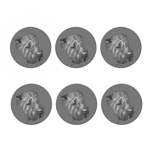 Monochrome Shar Pei Print Coaster Set