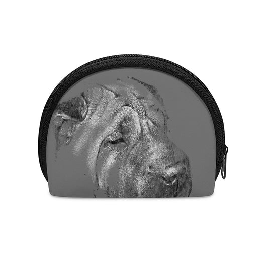 Monochrome Shar Pei Print Coin Purse