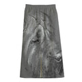 Monochrome Shar Pei Print Cotton Front Slit Maxi Skirt