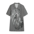 Monochrome Shar Pei Print Cotton Hawaiian Shirt