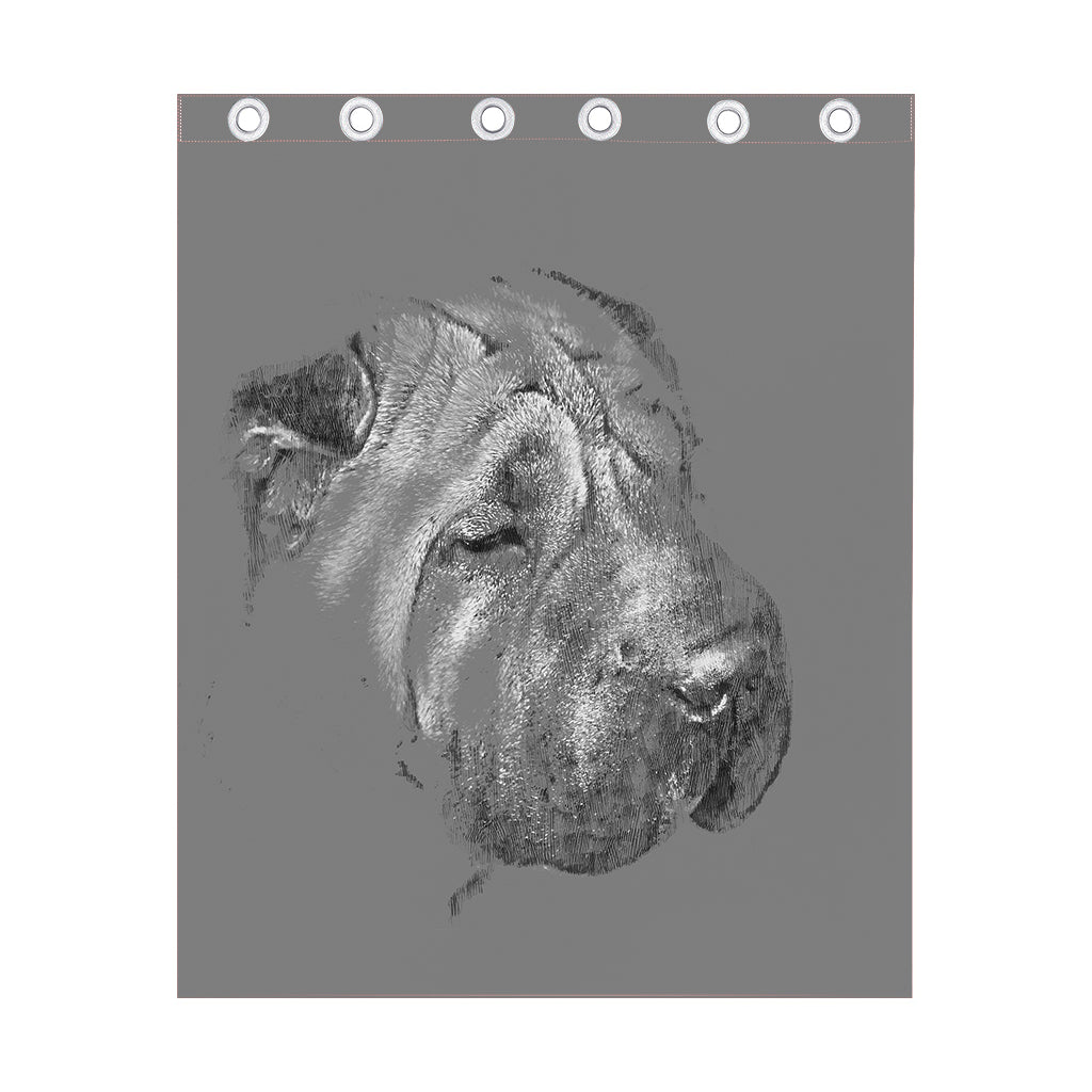 Monochrome Shar Pei Print Curtain