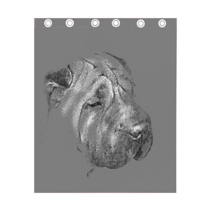 Monochrome Shar Pei Print Curtain