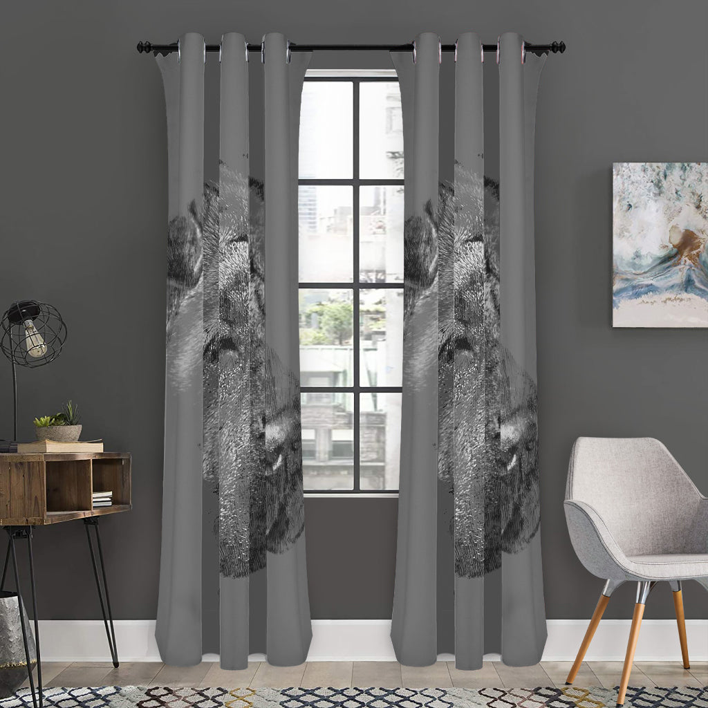 Monochrome Shar Pei Print Curtain