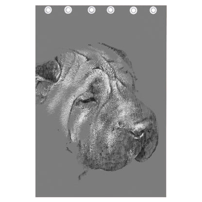 Monochrome Shar Pei Print Curtain
