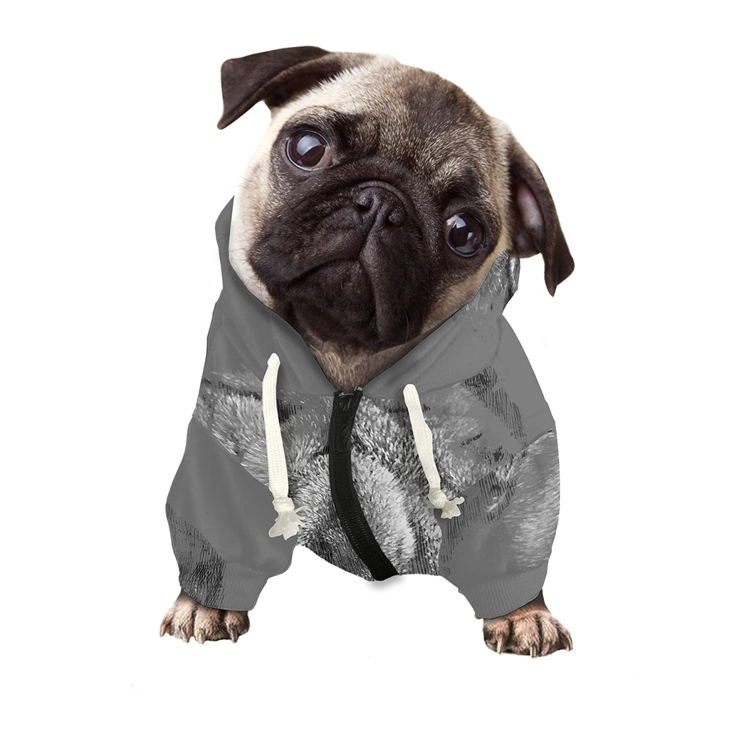Monochrome Shar Pei Print Dog Zip Up Hoodie