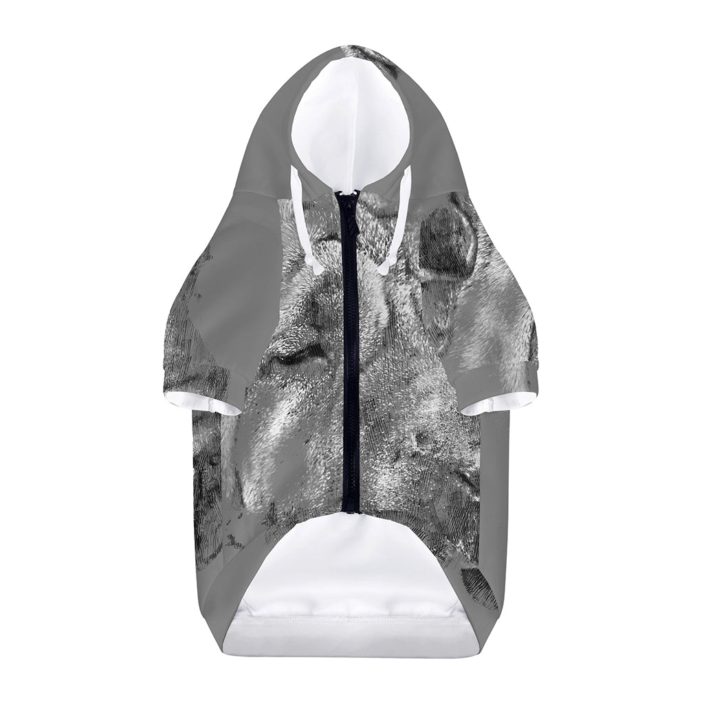 Monochrome Shar Pei Print Dog Zip Up Hoodie