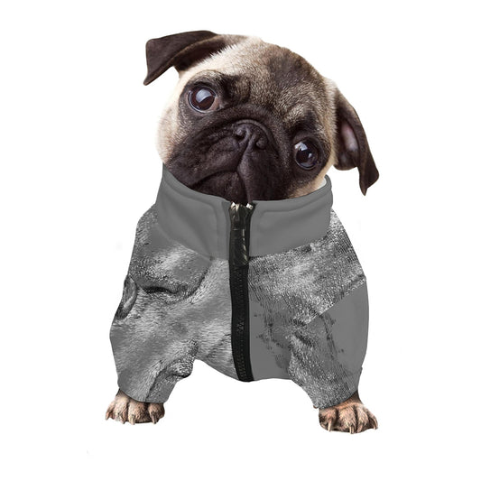 Monochrome Shar Pei Print Dog Zip Up Jacket
