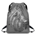 Monochrome Shar Pei Print Drawstring Backpack