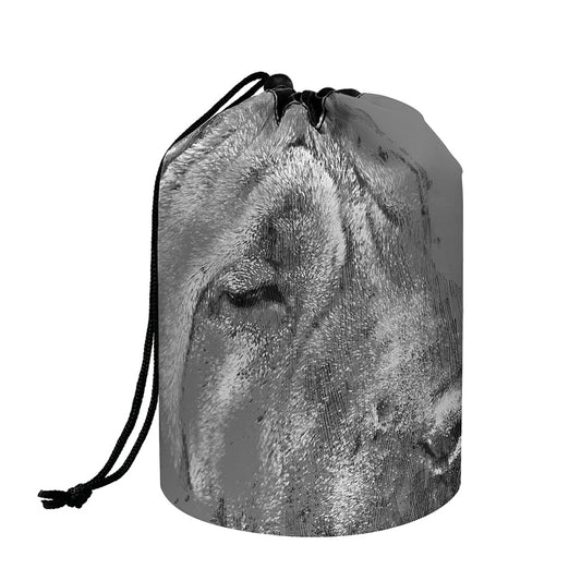 Monochrome Shar Pei Print Drawstring Makeup Bag