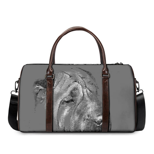 Monochrome Shar Pei Print Duffle Bag