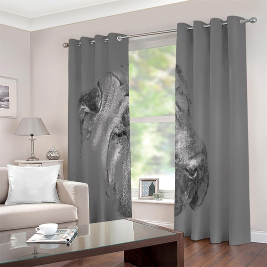 Monochrome Shar Pei Print Extra Wide Grommet Curtains