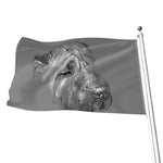 Monochrome Shar Pei Print Flag