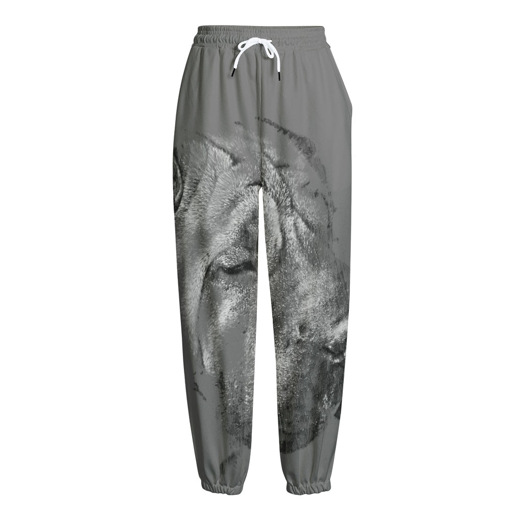 Monochrome Shar Pei Print Fleece Lined Knit Pants