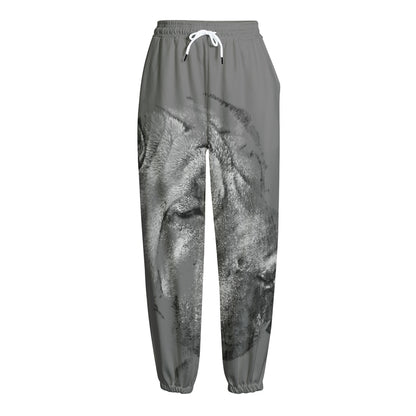 Monochrome Shar Pei Print Fleece Lined Knit Pants