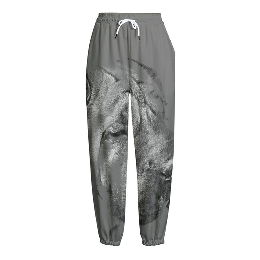 Monochrome Shar Pei Print Fleece Lined Knit Pants