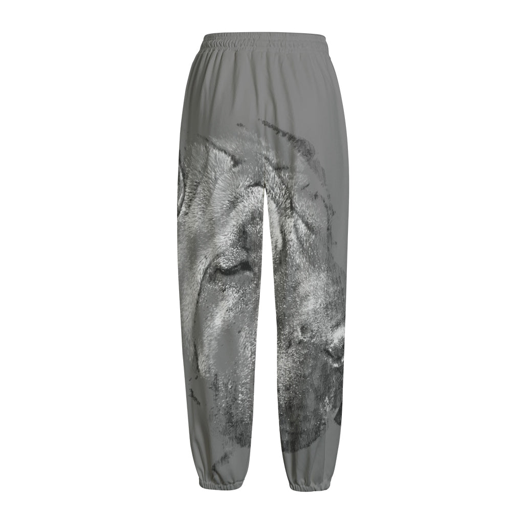 Monochrome Shar Pei Print Fleece Lined Knit Pants