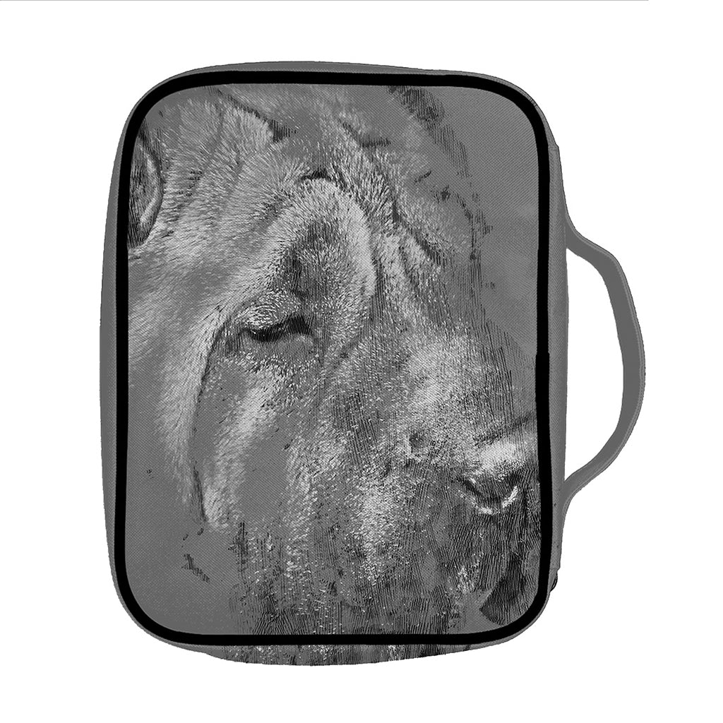 Monochrome Shar Pei Print Front Pocket Bible Bag
