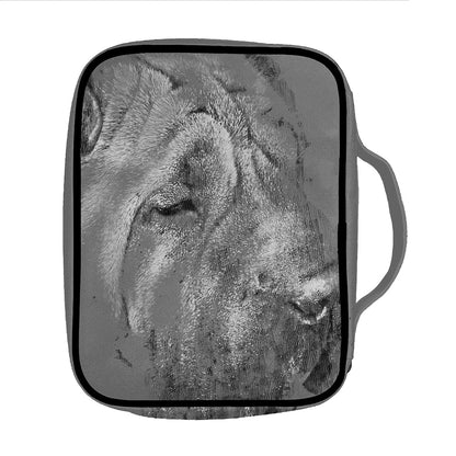 Monochrome Shar Pei Print Front Pocket Bible Bag